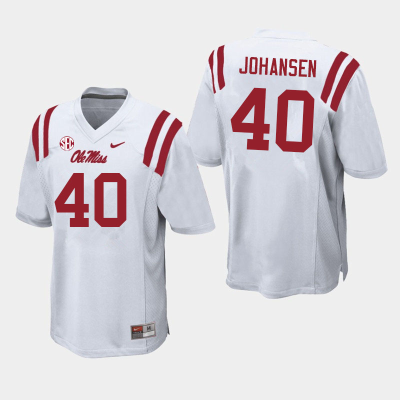 Men #40 Zach Johansen Ole Miss Rebels College Football Jerseys Sale-White